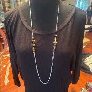 Chic Gold and Silver Beaded Necklace